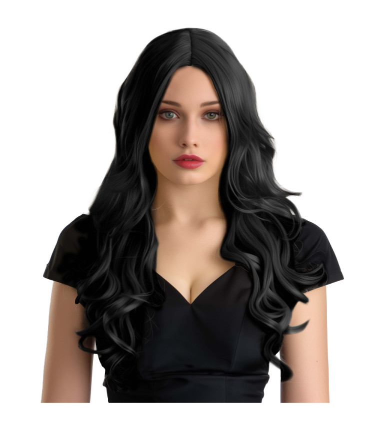 Dámská paruka vlnitá Hollywood černá