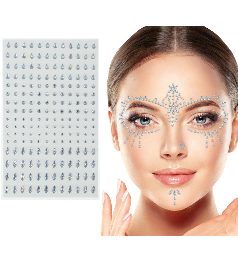 Kamínky na obličej stříbrné