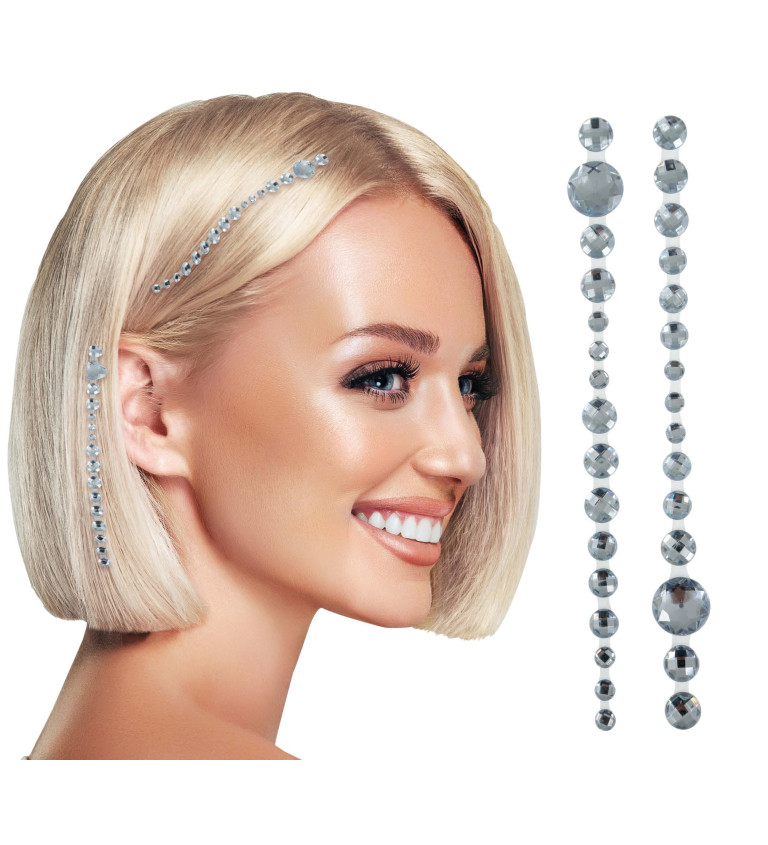 Kamínky do vlasů stříbrné