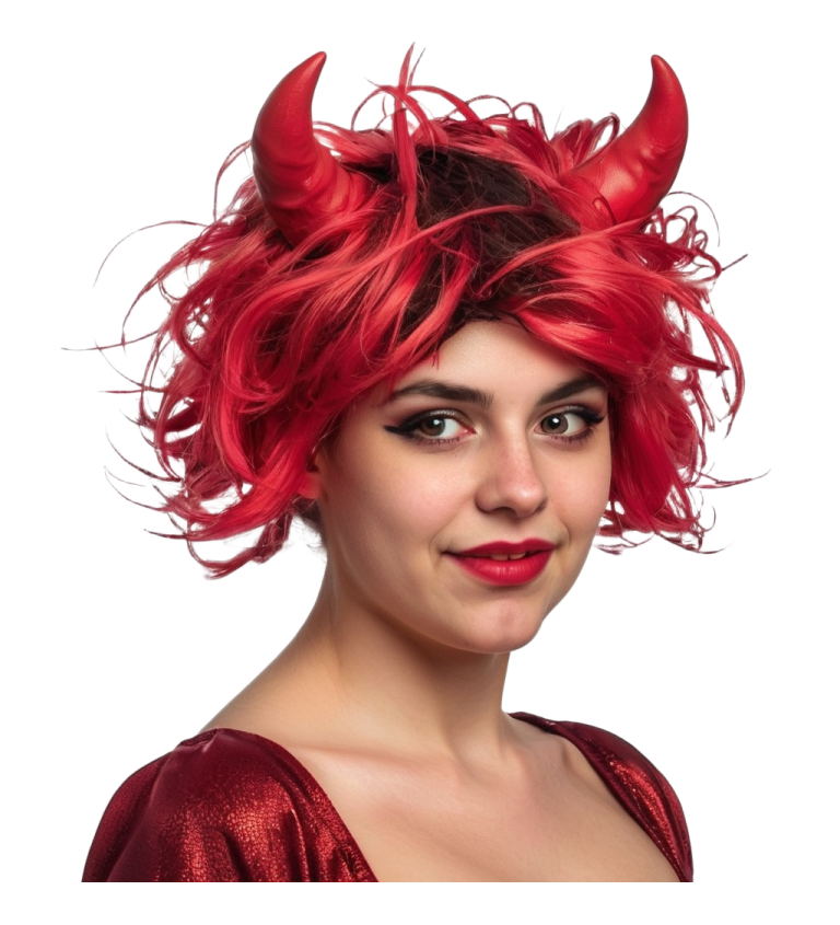 Dámská paruka ďáblice s rohy