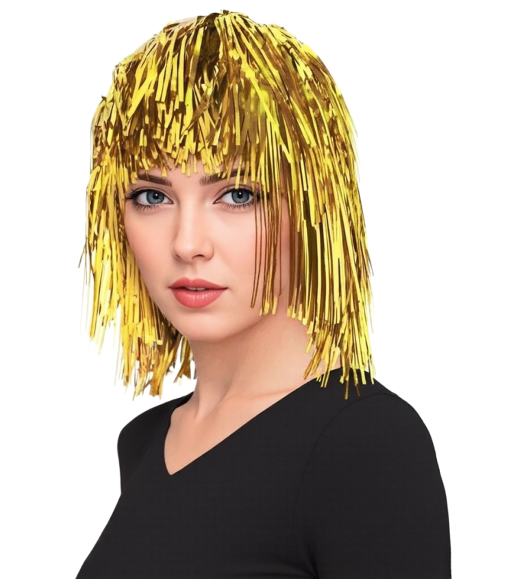Dámská paruka metalická zlatá