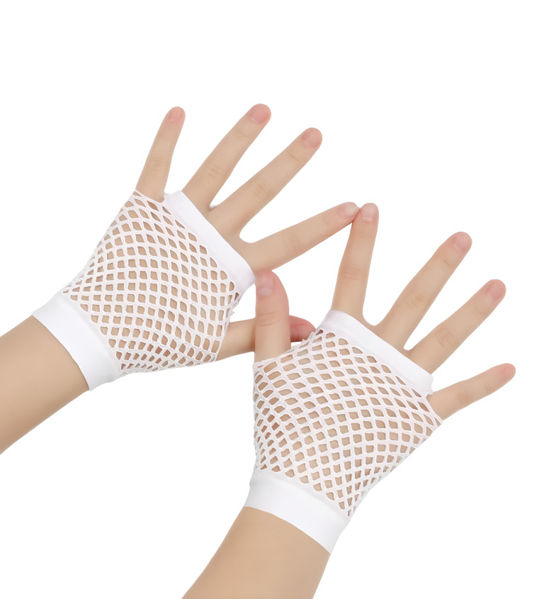Krátké síťované rukavice bílé