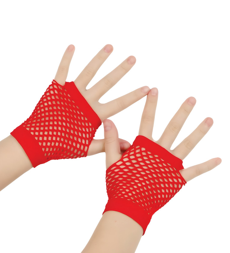 Krátké síťované rukavice červené