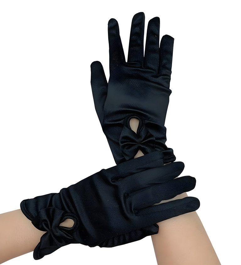 Krátké rukavice s mašlí černé