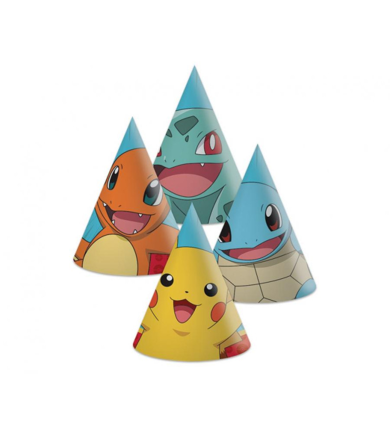 Papírové čepice - Pokémon 6 ks