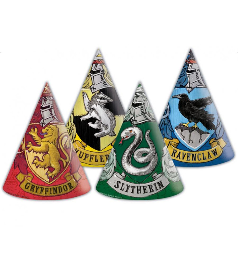 Papírové čepice - Harry Potter Hogwarts Houses 6 ks