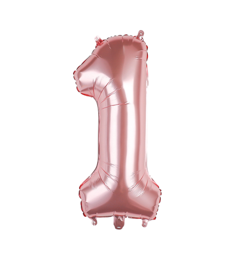 Fóliový balónek - číslo 1 rosegold 89 cm